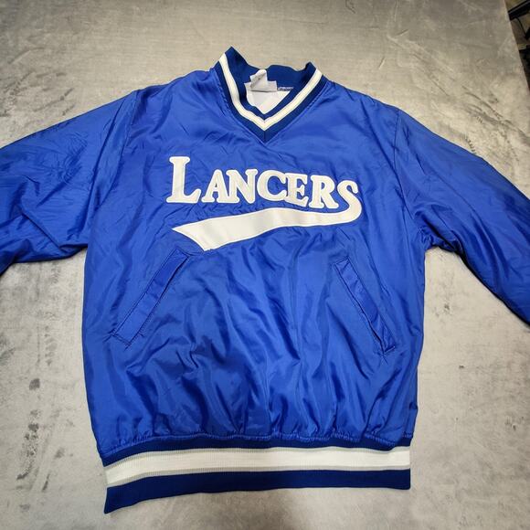 Vintage Lancers Jacket Mens Large Blue White NCAA Basketball Pullover 90s - Picture 2 of 10